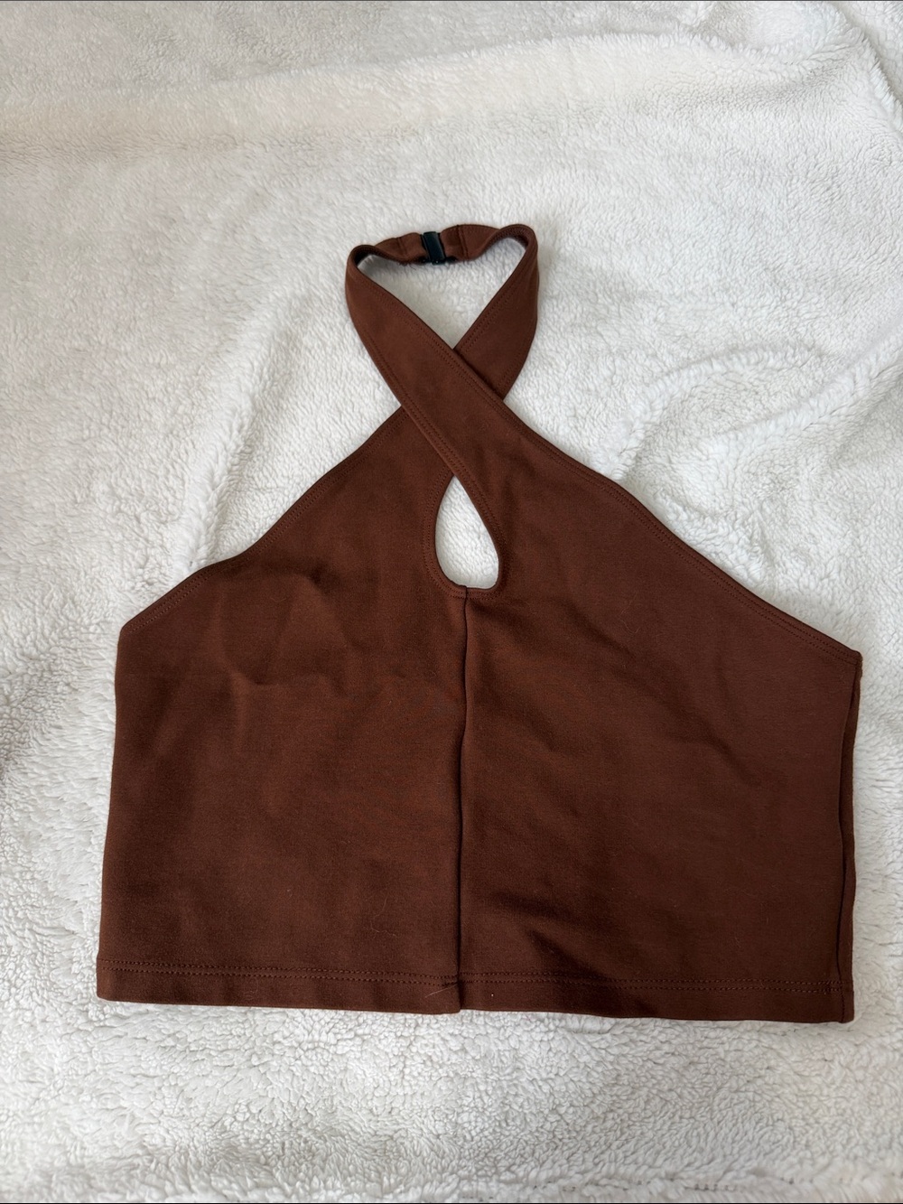 Aritzia Chocolate Brown Cross-Front Crop Top